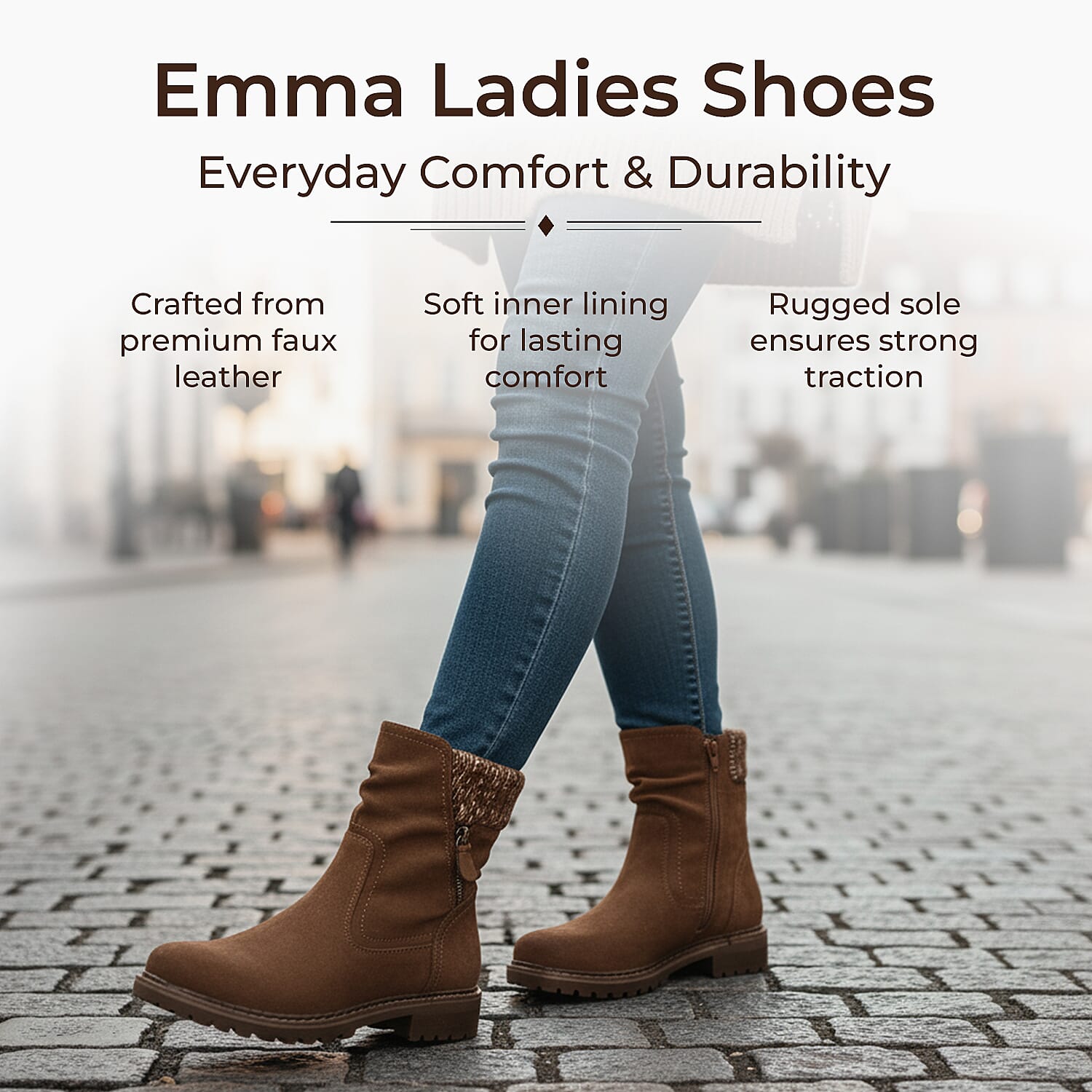 Emma Copenhagen Faux Suede Ankle Boots With Knit Cuff (Size 7) - Camel V32491050 1