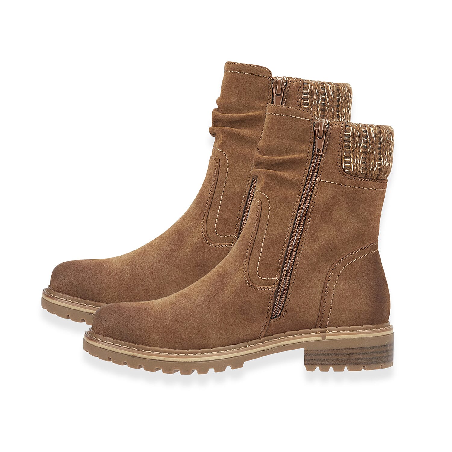 Emma Copenhagen Faux Suede Ankle Boots With Knit Cuff (Size 7) - Camel V32491050 5