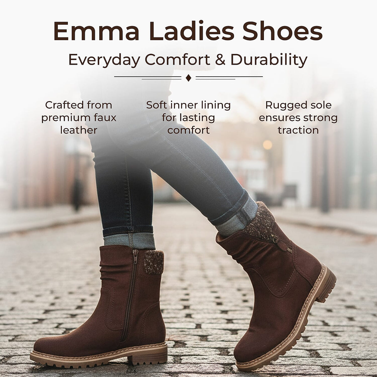 Emma Copenhagen Faux Suede Ankle Boots With Knit Cuff (Size 4) - Brown V32611415 1