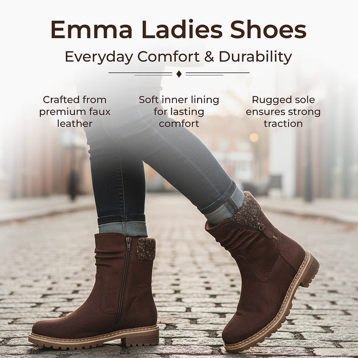 Emma Copenhagen Faux Suede Ankle Boots With Knit Cuff (Size 4) - Camel 8283093 2