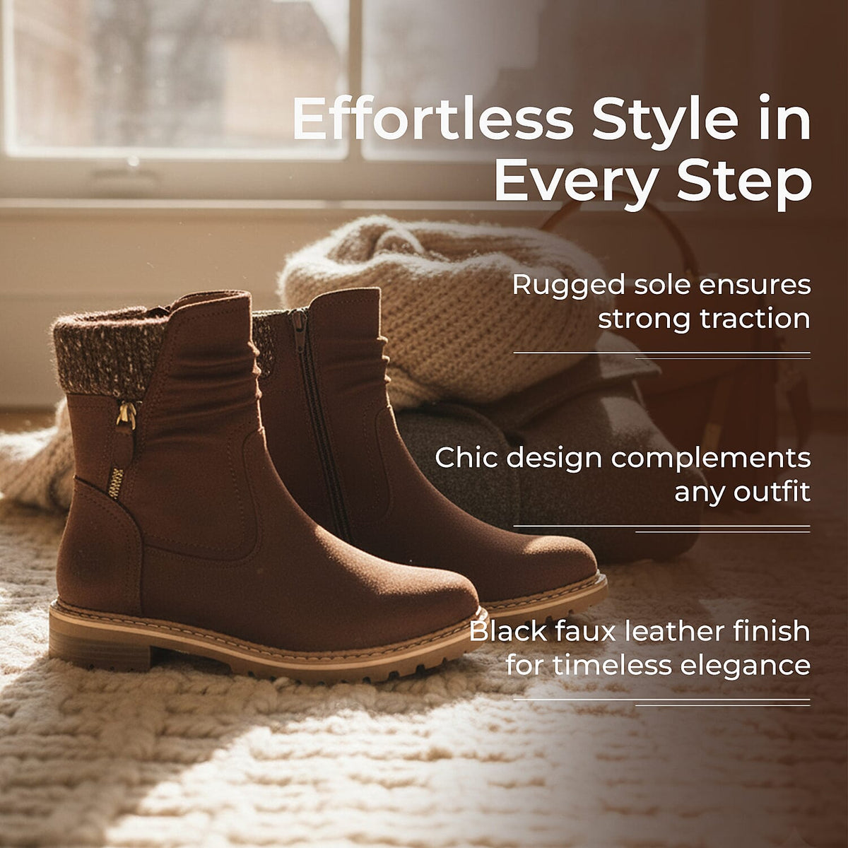 Emma Copenhagen Faux Suede Ankle Boots With Knit Cuff (Size 4) - Brown V32611415 2