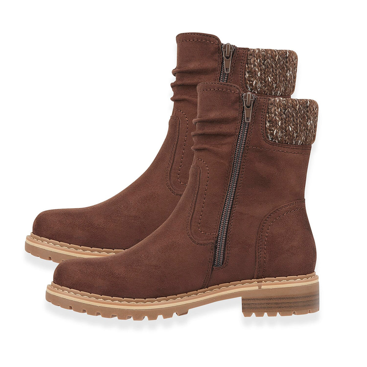 Emma Copenhagen Faux Suede Ankle Boots With Knit Cuff (Size 4) - Brown V32611415 5