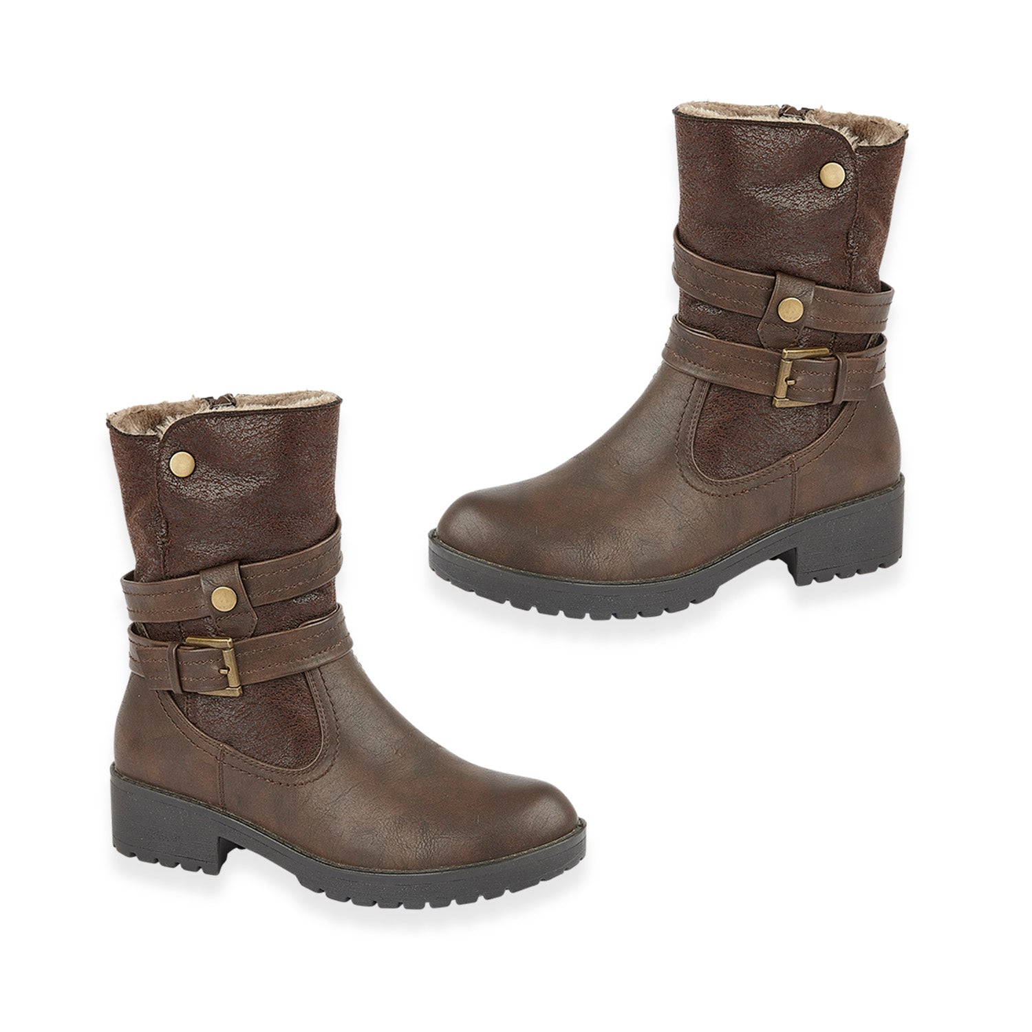 Emma Alice Faux Fur Lined Mid Calf Boots (Size 4) - Brown 8283125 0