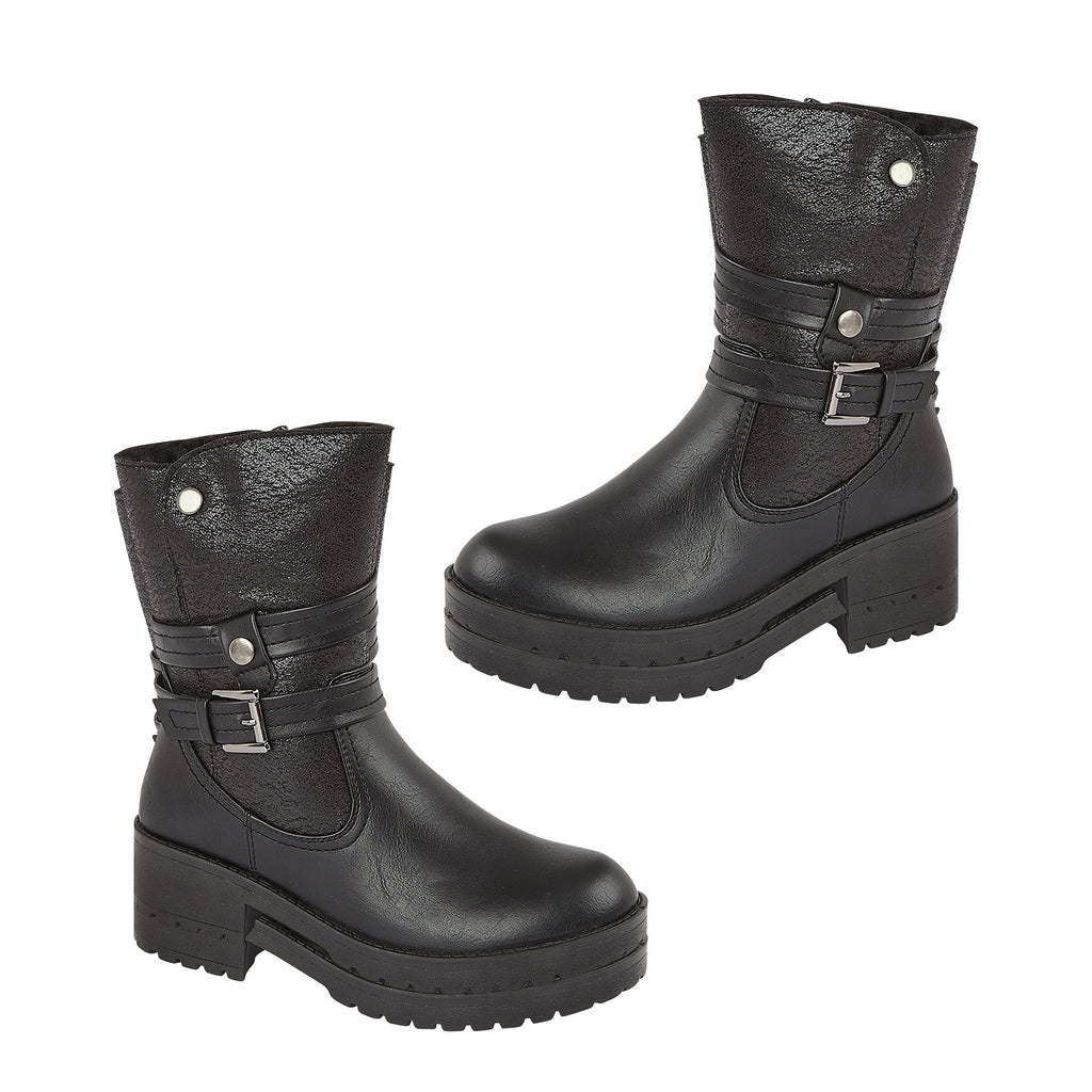 Emma Alice Faux Fur Lined Mid Calf Boots (Size 6) - Black_8283132