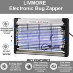 Professional Electric Bug Zapper - 20W, Dual UV Tube, High Voltage 1500V Grid - 30m2 Coverage (25x37.5x6cm)_8283472_2