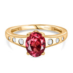 D'Joy Lab Grown Padparadscha Sapphire & White Zircon Ring in 18K Yellow Gold Plating Sterling Silver 2.22 Ct._8283544