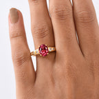 D'Joy Lab Grown Padparadscha Sapphire & White Zircon Ring in 18K Yellow Gold Plating Sterling Silver 2.22 Ct._8283544_2