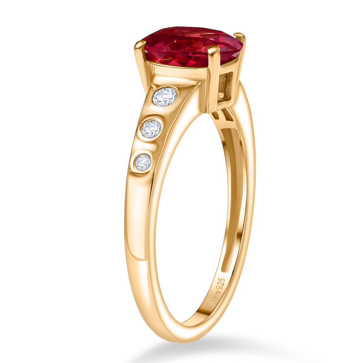 D'Joy Lab Grown Padparadscha Sapphire &amp; White Zircon Ring in 18K Yellow Gold Plating Sterling Silver 2.22 Ct. 8283544 9