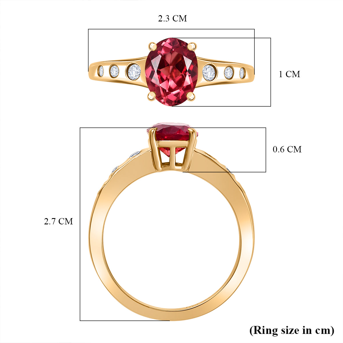 D'Joy Lab Grown Padparadscha Sapphire &amp; White Zircon Ring in 18K Yellow Gold Plating Sterling Silver 2.22 Ct. 8283544 11