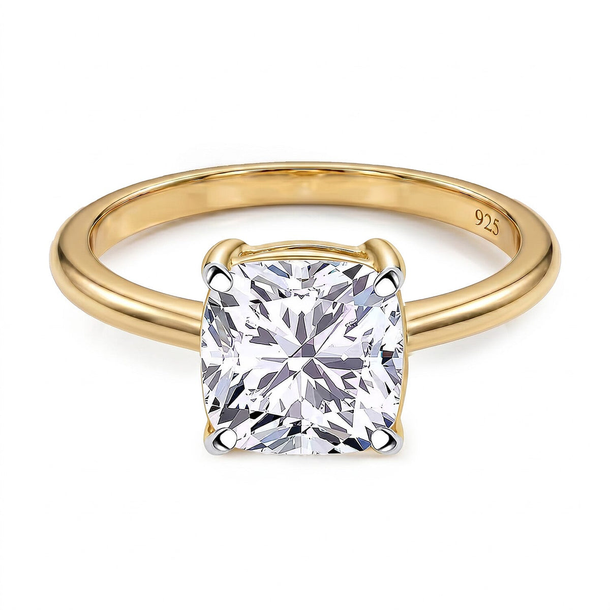 LUXURIANT 1 Ct. Lab Grown Diamond Cushion-Cut Solitaire Ring in 18K Vermeil Yellow Gold Plated Sterling Silver (SI-GH) 8284119 0