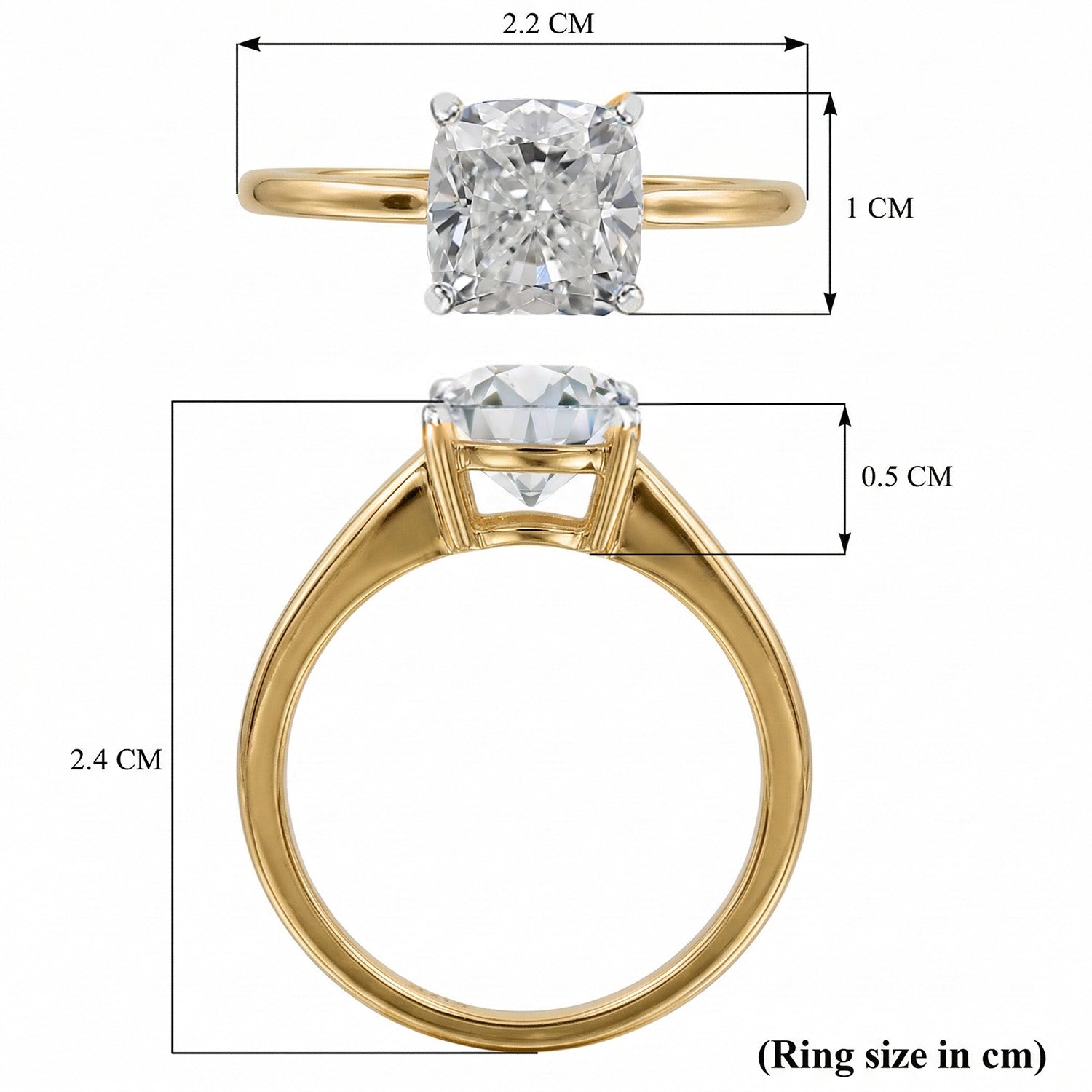 LUXURIANT 1 Ct. Lab Grown Diamond Cushion-Cut Solitaire Ring in 18K Vermeil Yellow Gold Plated Sterling Silver (SI-GH) 8284119 4