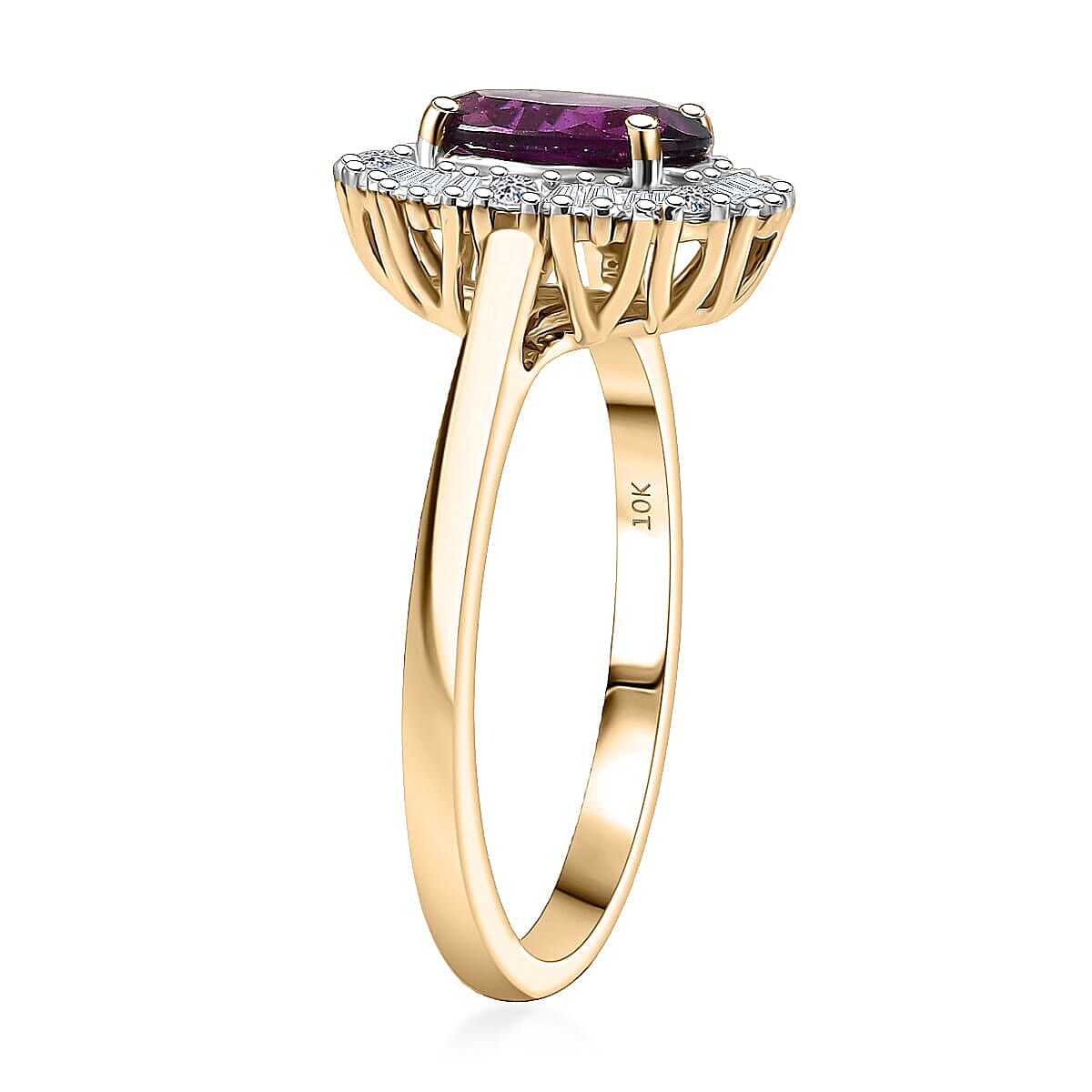 LUXURIANT 1.8 Ct. AAA Radiant Ember Garnet, Lab Grown Diamond SI G-H Halo Ring in 10K Yellow Gold 8284277 4