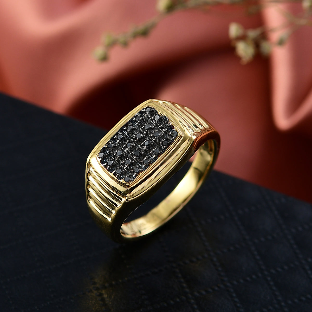 D'Joy Black Diamond Cluster Ring in 18K Vermeil Yellow Gold Plated Sterling Silver V32519960 2