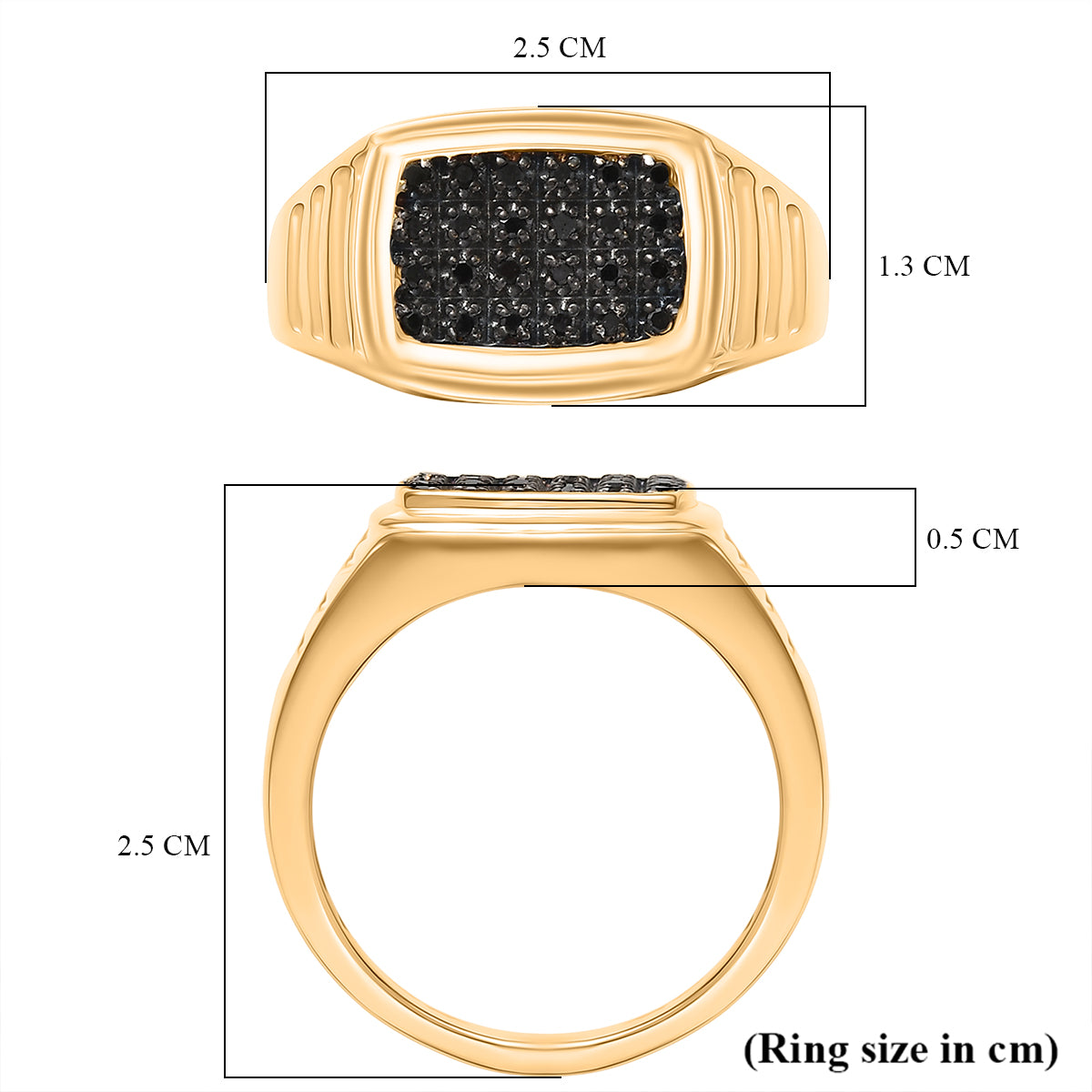 D'Joy Black Diamond Cluster Ring in 18K Vermeil Yellow Gold Plated Sterling Silver V32519960 6