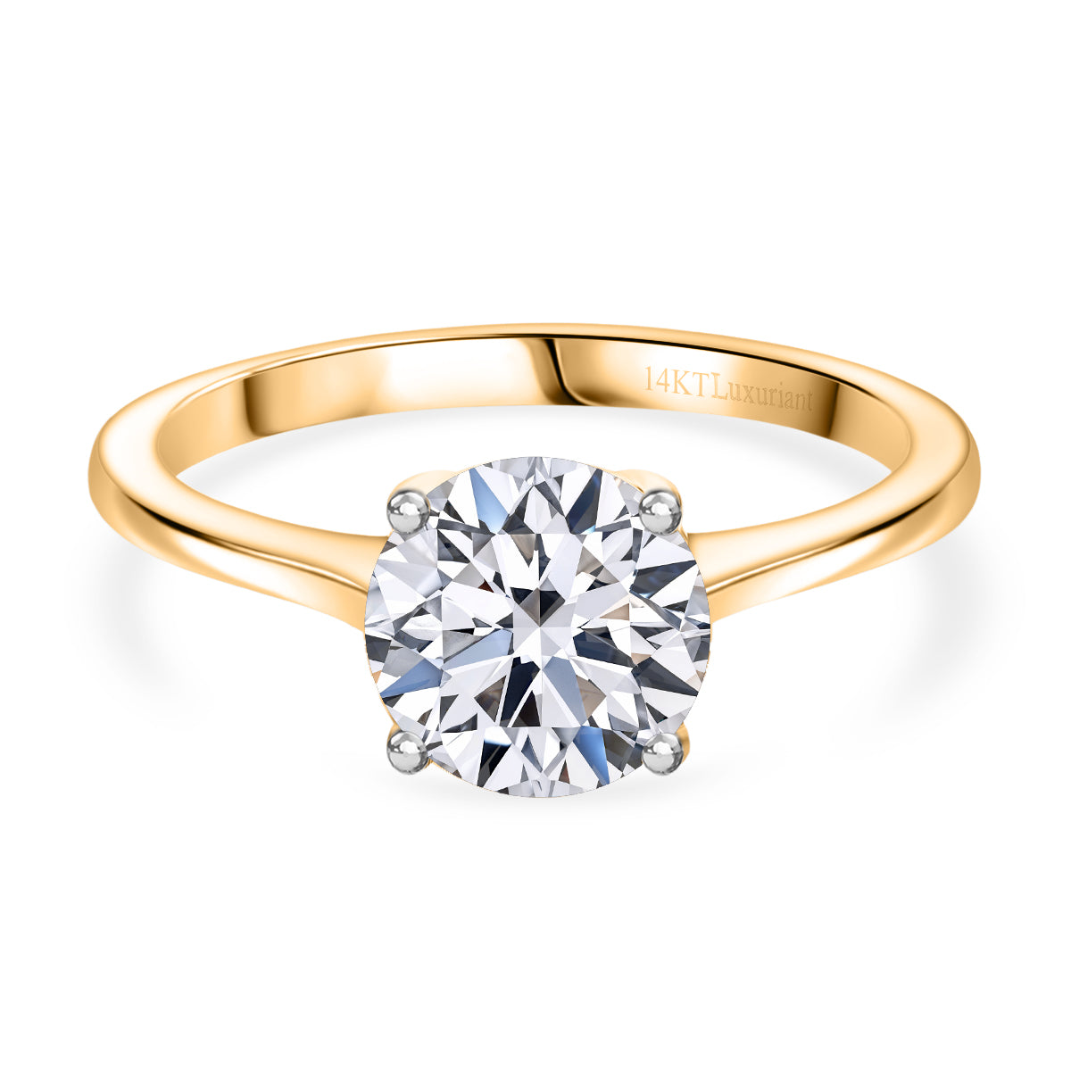 LUXURIANT 2 Ct. Lab Grown Diamond Round-Cut Solitaire Ring in 14K Yellow Gold SGL Certified (VS-EF) 8284516 0