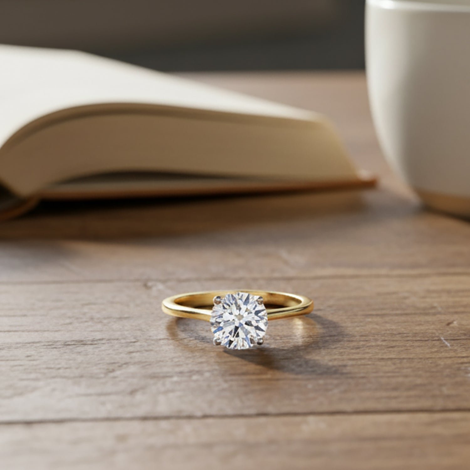 LUXURIANT 2 Ct. Lab Grown Diamond Round-Cut Solitaire Ring in 14K Yellow Gold SGL Certified (VS-EF) 8284516 2
