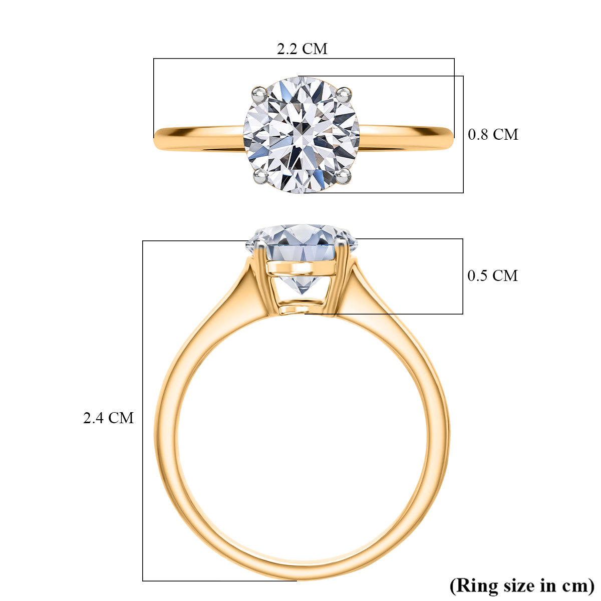 LUXURIANT 2 Ct. Lab Grown Diamond Round-Cut Solitaire Ring in 14K Yellow Gold SGL Certified (VS-EF) 8284516 6