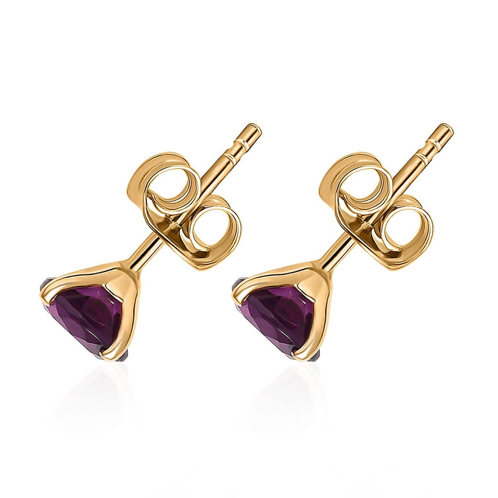 9K Yellow Gold Natural AAA Radiant Ember Garnet Solitaire Stud Push Post Earring 2.03 Ct._8284713_4