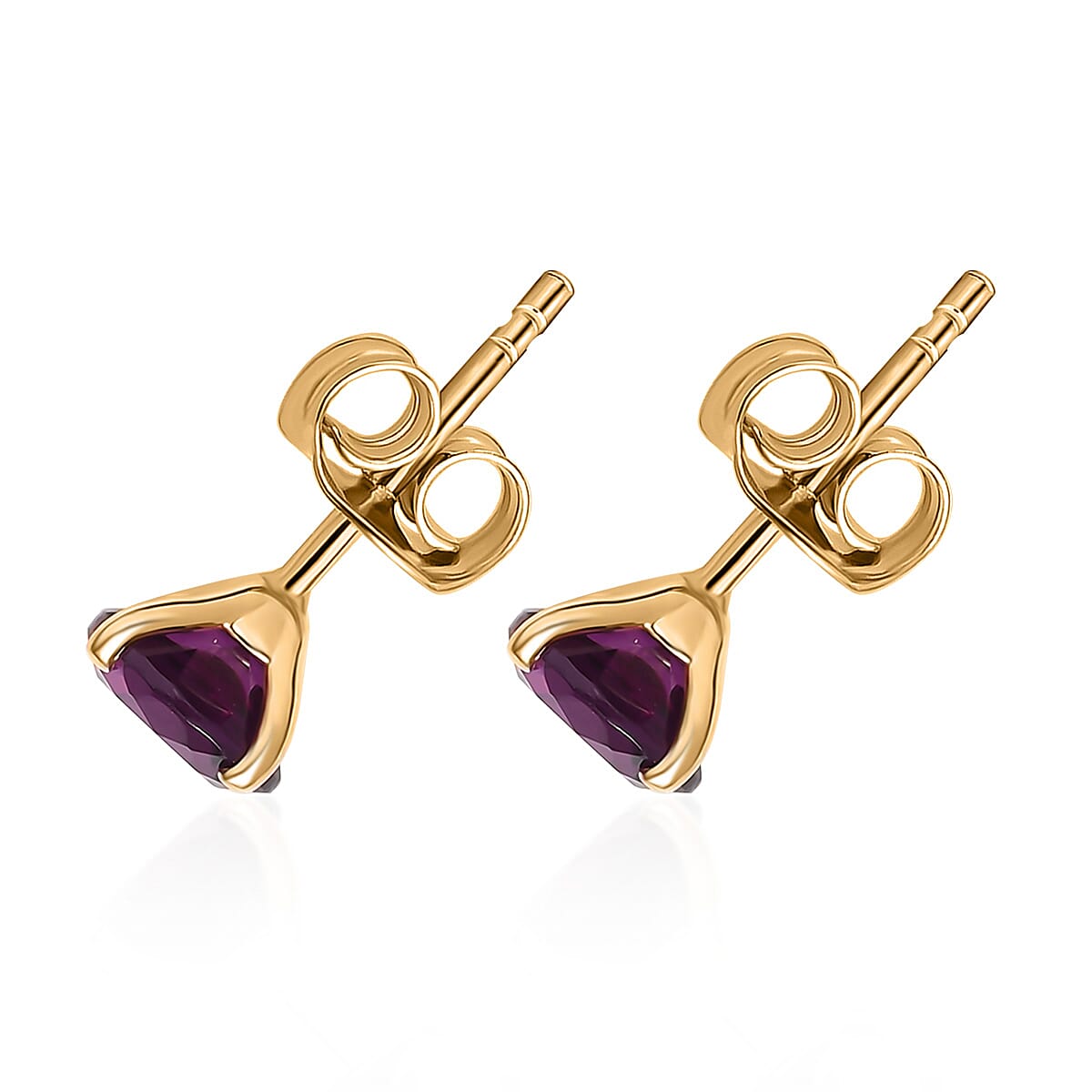 9K Yellow Gold Natural AAA Radiant Ember Garnet Solitaire Stud Push Post Earring 2.03 Ct. V32571074 5