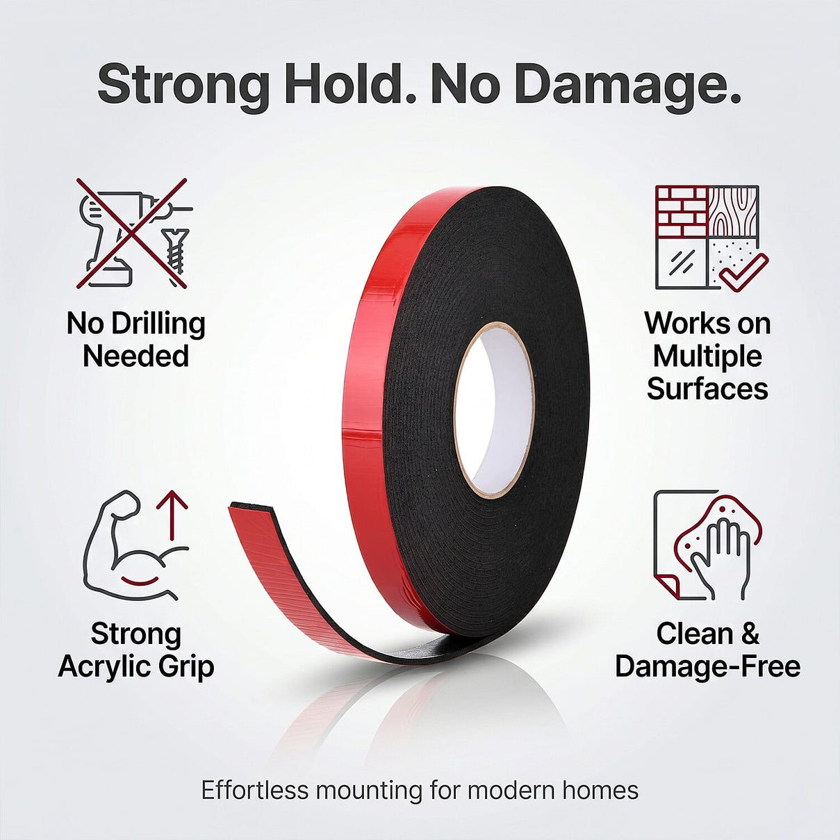 Gauder Double-Sided Acrylic Mounting Tape (10m x Pack of 2) - Red 8284856 2