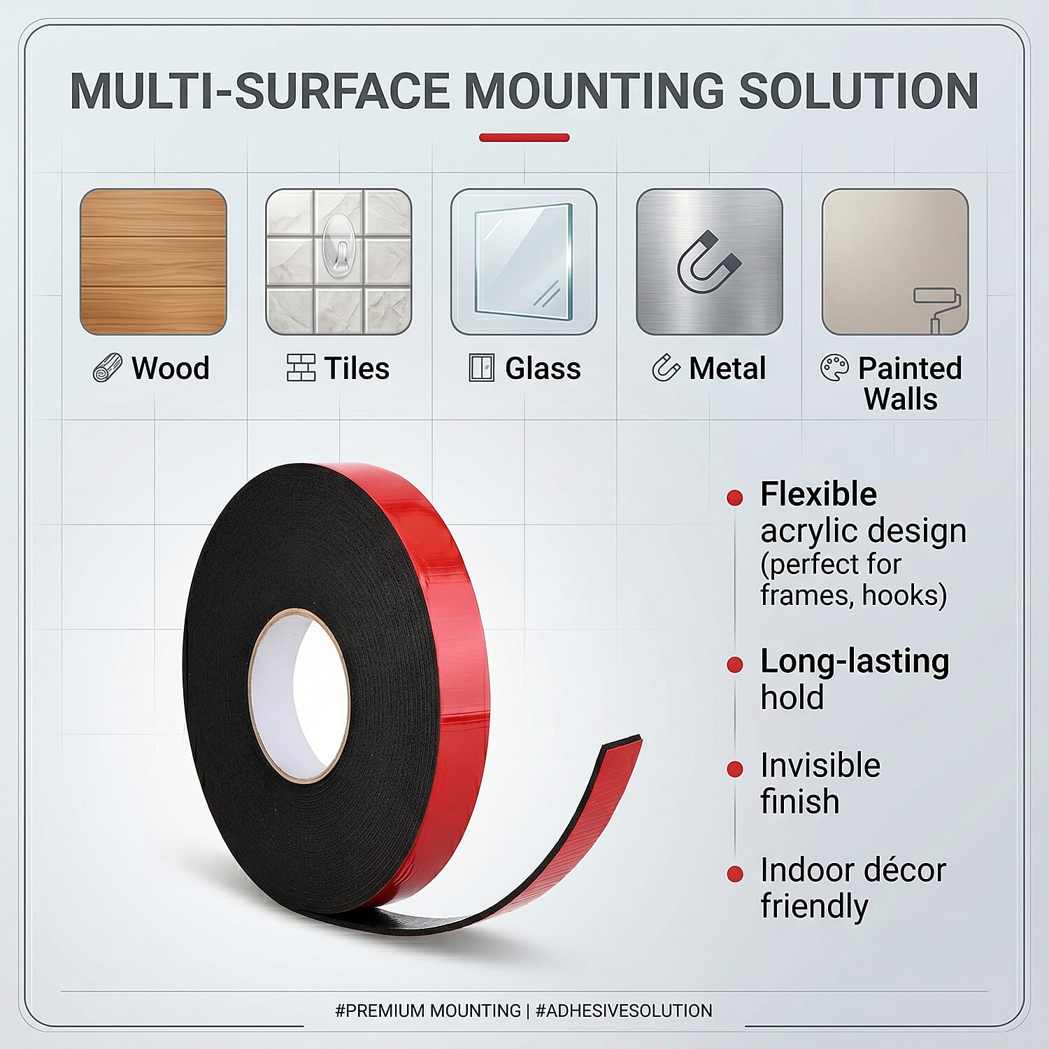 Gauder Double-Sided Acrylic Mounting Tape (10m x Pack of 2) - Red 8284856 3