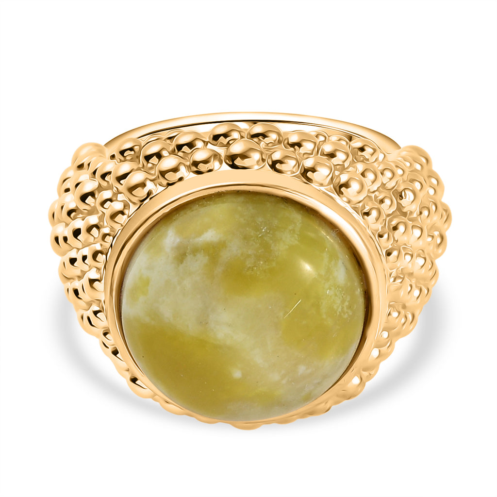 EverTrue Connemara Marble Dome Ring in Yellow Gold Tone 10.20 Ct._8285097