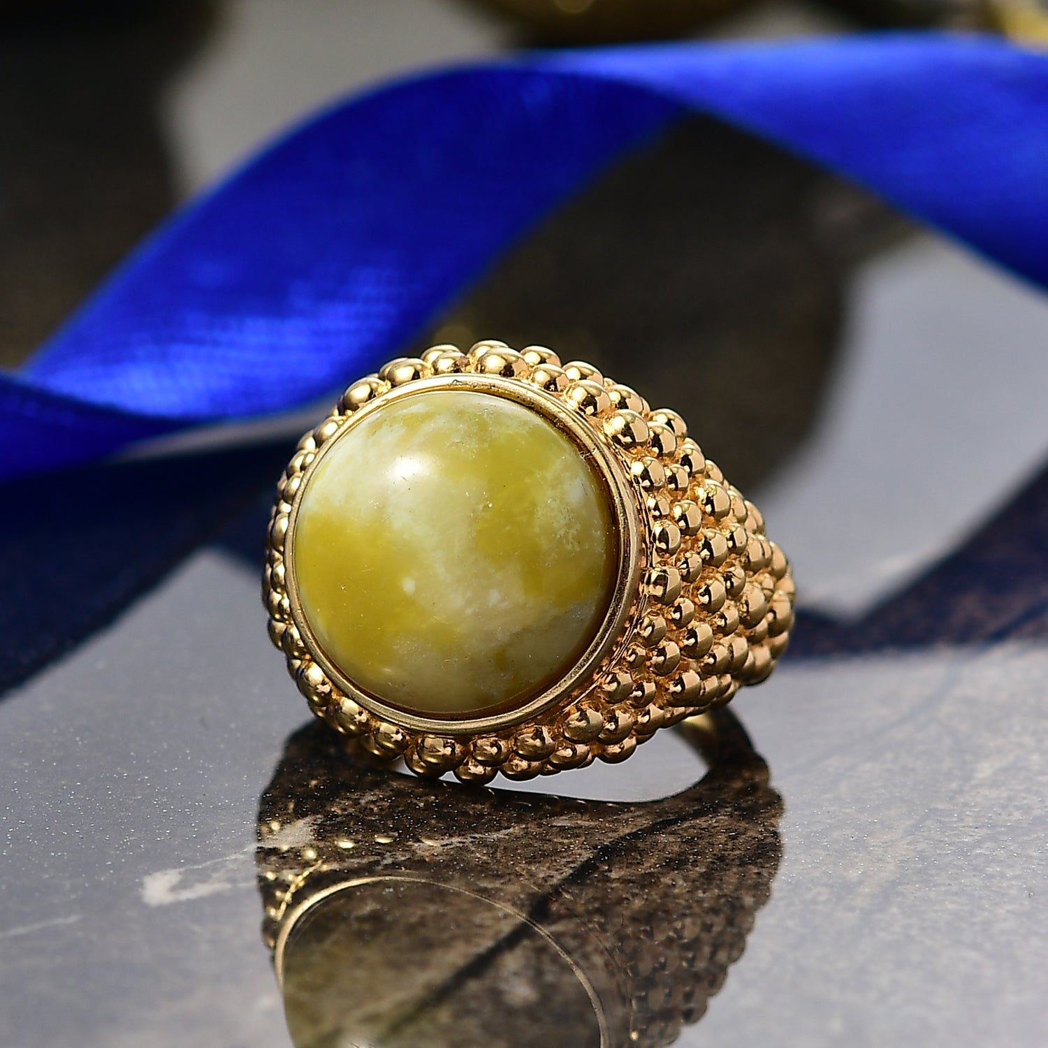 EverTrue Connemara Marble Dome Ring in Yellow Gold Tone 10.20 Ct. V32521003 2
