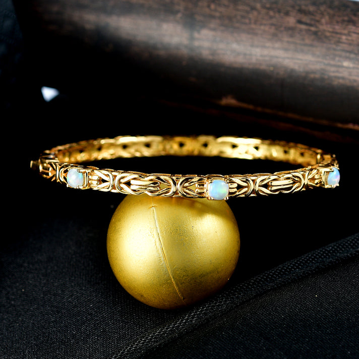 Byzantine Bangle Natural Chrome Diopside  (Size-7.5) in Yellow Gold Tone 8285511 2
