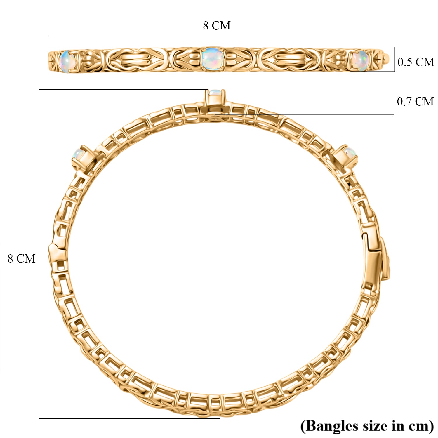 Byzantine Bangle Ethiopian Opal  (Size - 7.5) in Yellow Gold Tone 8285497 6
