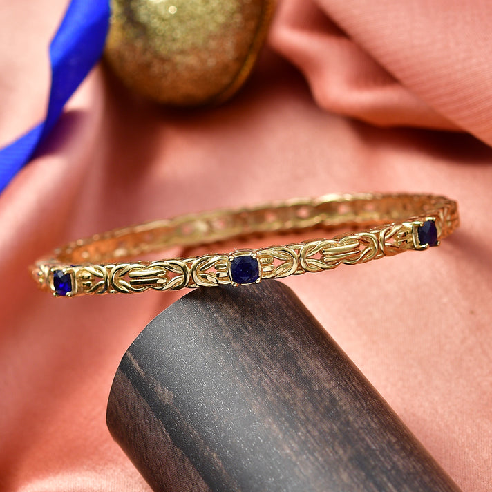 Byzantine Bangle Natural Chrome Diopside  (Size-7.5) in Yellow Gold Tone 8285511 2
