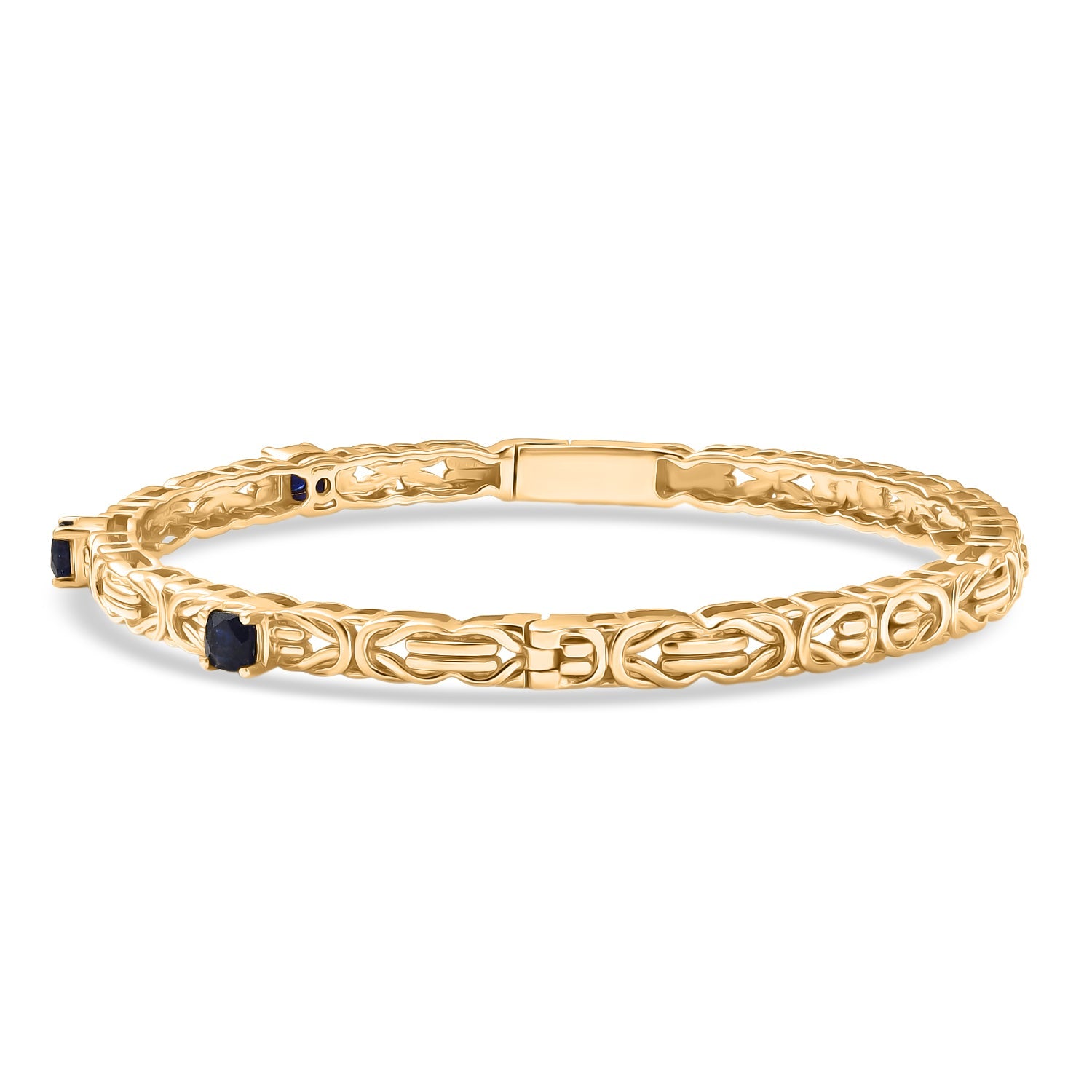 Byzantine Bangle  Masoala Blue Sapphire (Size-7.5) in Yellow Gold Tone V32360989 4