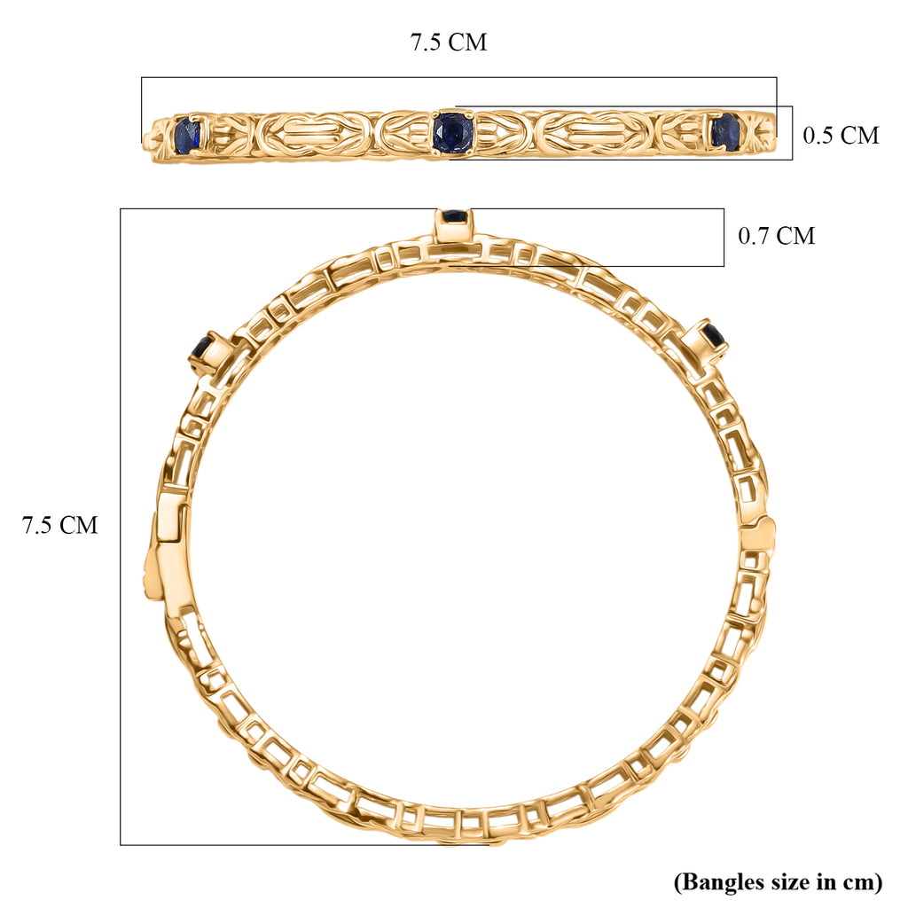 Byzantine Bangle  Masoala Blue Sapphire (Size-7.5) in Yellow Gold Tone_8285510_6
