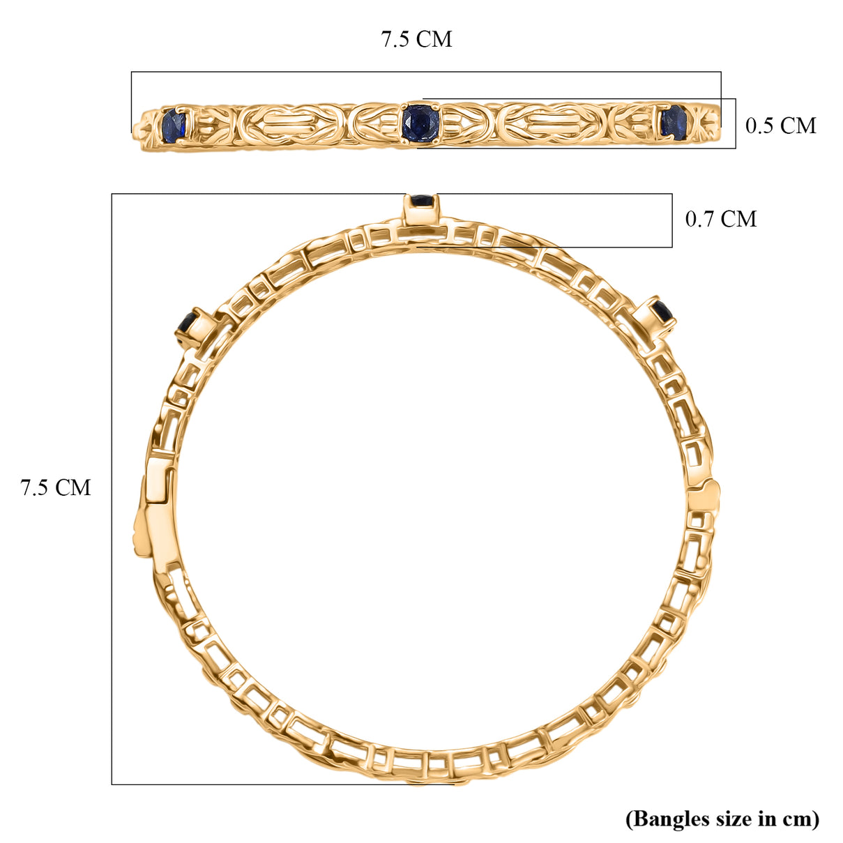 Byzantine Bangle  Masoala Blue Sapphire (Size-7.5) in Yellow Gold Tone 8285510 6
