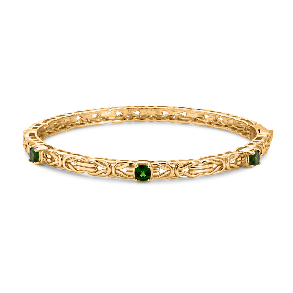 Natural Chrome Diopside Byzantine Bangle (Size-7.5) in Yellow Gold Tone_8285511
