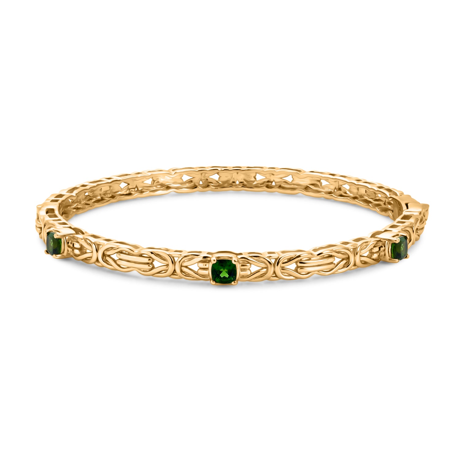 Byzantine Bangle Natural Chrome Diopside  (Size-7.5) in Yellow Gold Tone 8285511 0