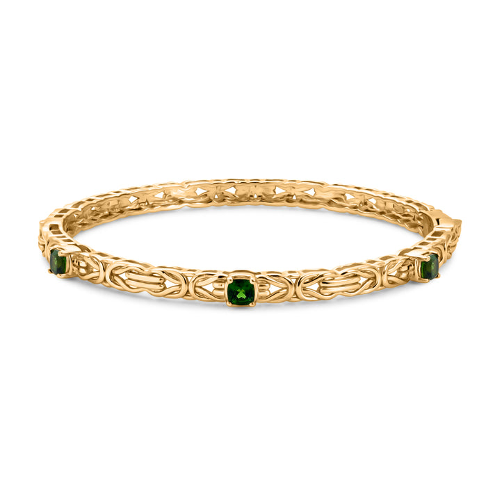 Byzantine Bangle Natural Chrome Diopside  (Size-7.5) in Yellow Gold Tone 8285511 1