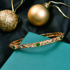 Byzantine Bangle Masoala Blue Sapphire (Size-7.5) in Yellow Gold Tone