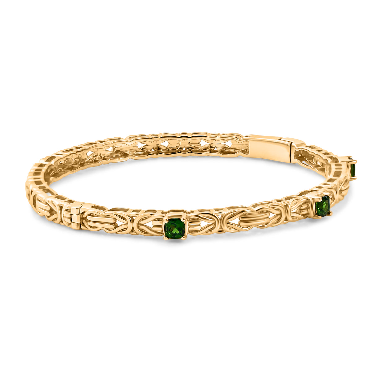 Byzantine Bangle Natural Chrome Diopside  (Size-7.5) in Yellow Gold Tone 8285511 4
