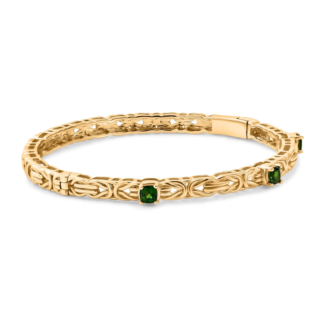 Byzantine Bangle Masoala Blue Sapphire (Size-7.5) in Yellow Gold Tone