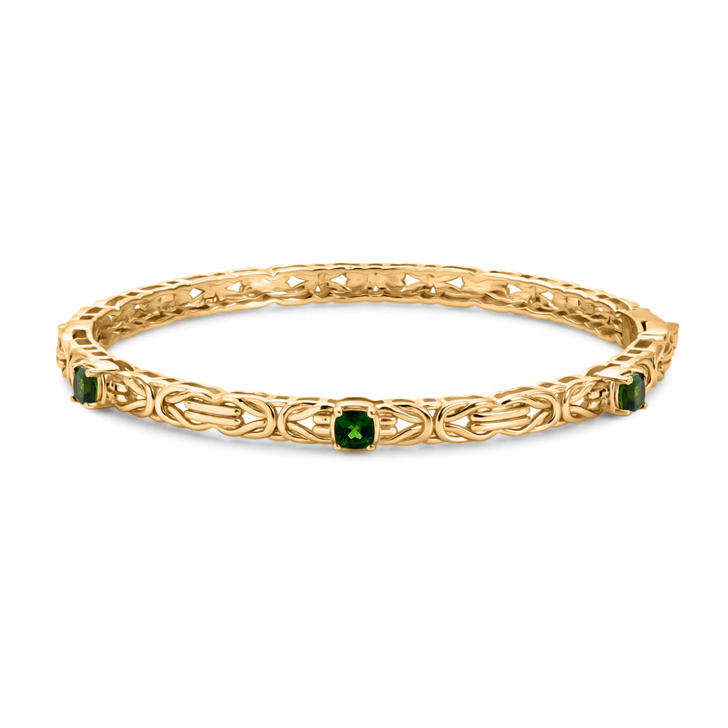 Byzantine Bangle Masoala Blue Sapphire (Size-7.5) in Yellow Gold Tone
