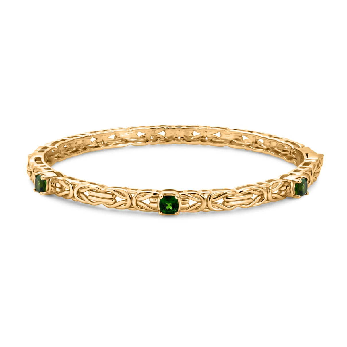 Byzantine Bangle Natural Chrome Diopside  (Size-7.5) in Yellow Gold Tone V32360473 0