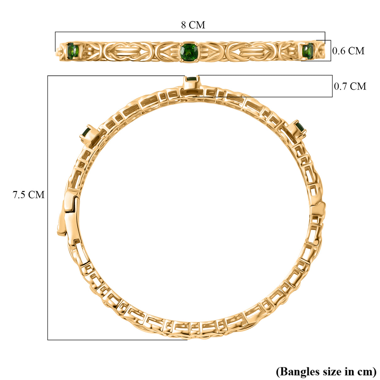 Byzantine Bangle Natural Chrome Diopside  (Size-7.5) in Yellow Gold Tone 8285511 6