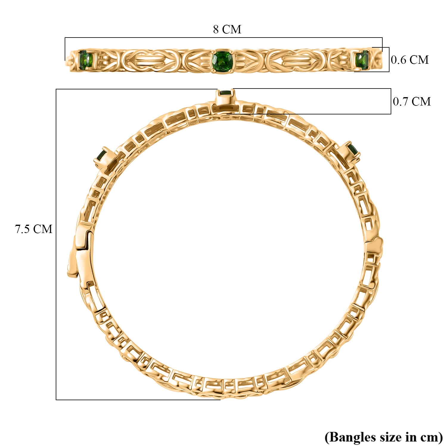 Byzantine Bangle Natural Chrome Diopside  (Size-7.5) in Yellow Gold Tone 8285511 6