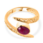 Royal Bali Collection - D'Joy African Ruby Solitaire Bypass Ring in Yellow Gold Plated Sterling Silver 1.22 Ct._8285816