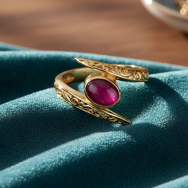 D'Joy African Ruby Solitaire Bypass Ring in Yellow Gold Plated Sterling Silver 1.22 Ct. 8285816 2