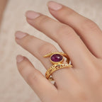 Royal Bali Collection - D'Joy African Ruby Solitaire Bypass Ring in Yellow Gold Plated Sterling Silver 1.22 Ct._8285816_2