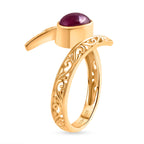 Royal Bali Collection - D'Joy African Ruby Solitaire Bypass Ring in Yellow Gold Plated Sterling Silver 1.22 Ct._8285816_3