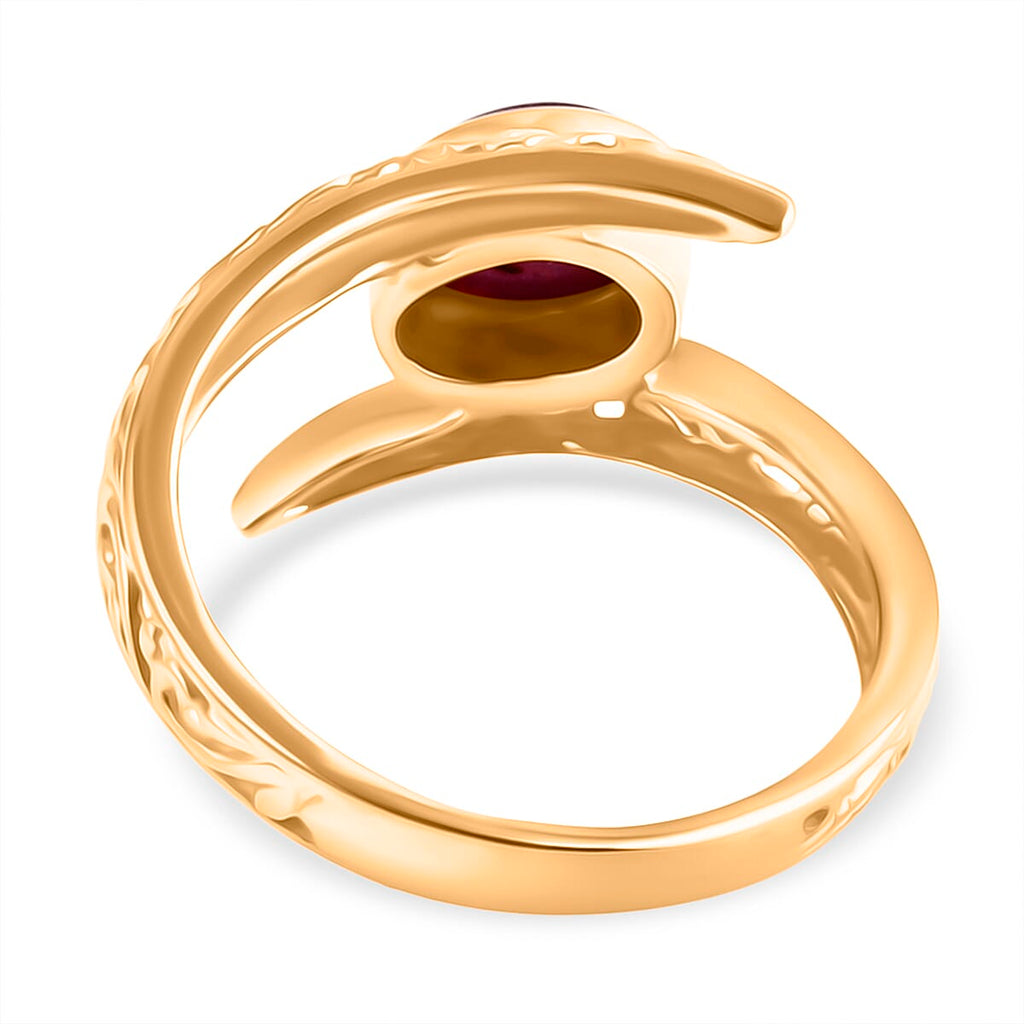Royal Bali Collection - D'Joy African Ruby Solitaire Bypass Ring in Yellow Gold Plated Sterling Silver 1.22 Ct._8285816_4