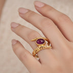 Royal Bali Collection - D'Joy African Ruby Solitaire Bypass Ring in Yellow Gold Plated Sterling Silver 1.22 Ct._8285817_2