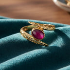 Royal Bali Collection - D'Joy African Ruby Solitaire Bypass Ring in Yellow Gold Plated Sterling Silver 1.22 Ct._8285821_1